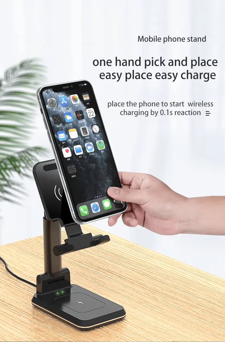 iDock 2 In 1 Wireless Charging Portable Foldable Height Angle Adjustable Mobile Phone Holder Tablet Stand - iDock Laptopstand