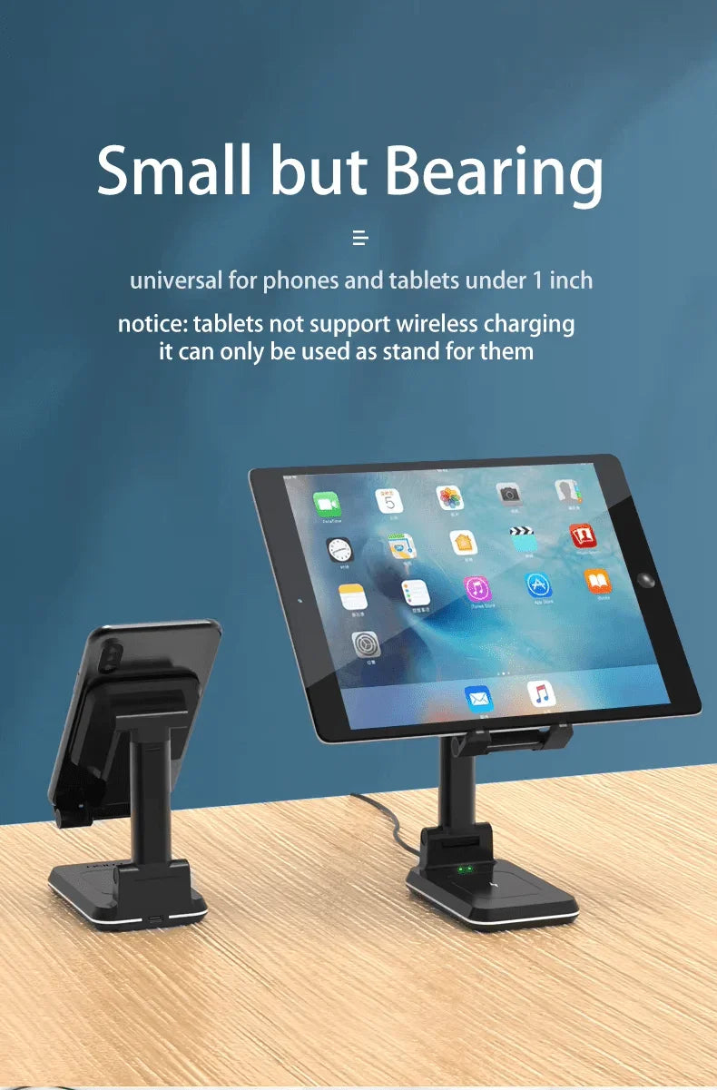 iDock 2 In 1 Wireless Charging Portable Foldable Height Angle Adjustable Mobile Phone Holder Tablet Stand - iDock Laptopstand