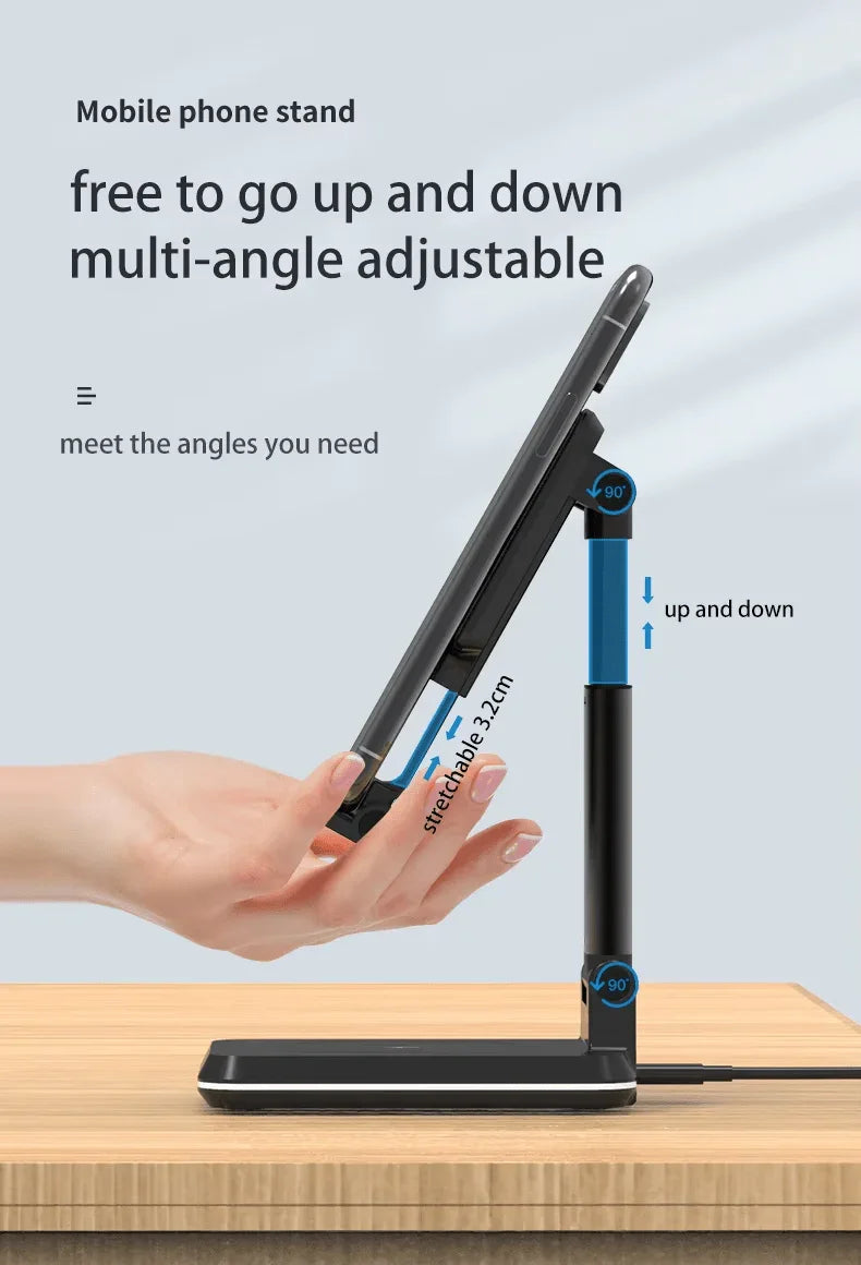 iDock 2 In 1 Wireless Charging Portable Foldable Height Angle Adjustable Mobile Phone Holder Tablet Stand - iDock Laptopstand