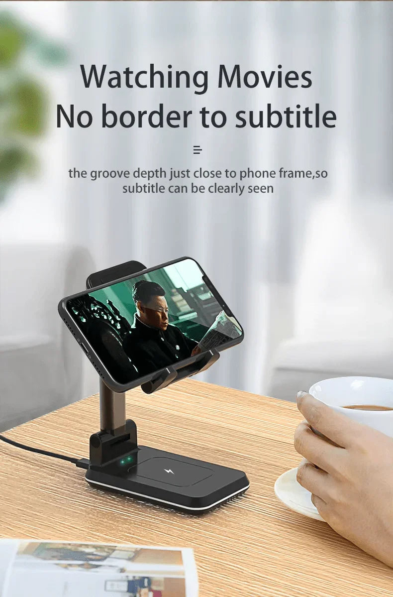 iDock 2 In 1 Wireless Charging Portable Foldable Height Angle Adjustable Mobile Phone Holder Tablet Stand - iDock Laptopstand
