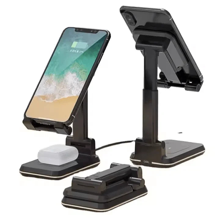 iDock 2 In 1 Wireless Charging Portable Foldable Height Angle Adjustable Mobile Phone Holder Tablet Stand - iDock Laptopstand