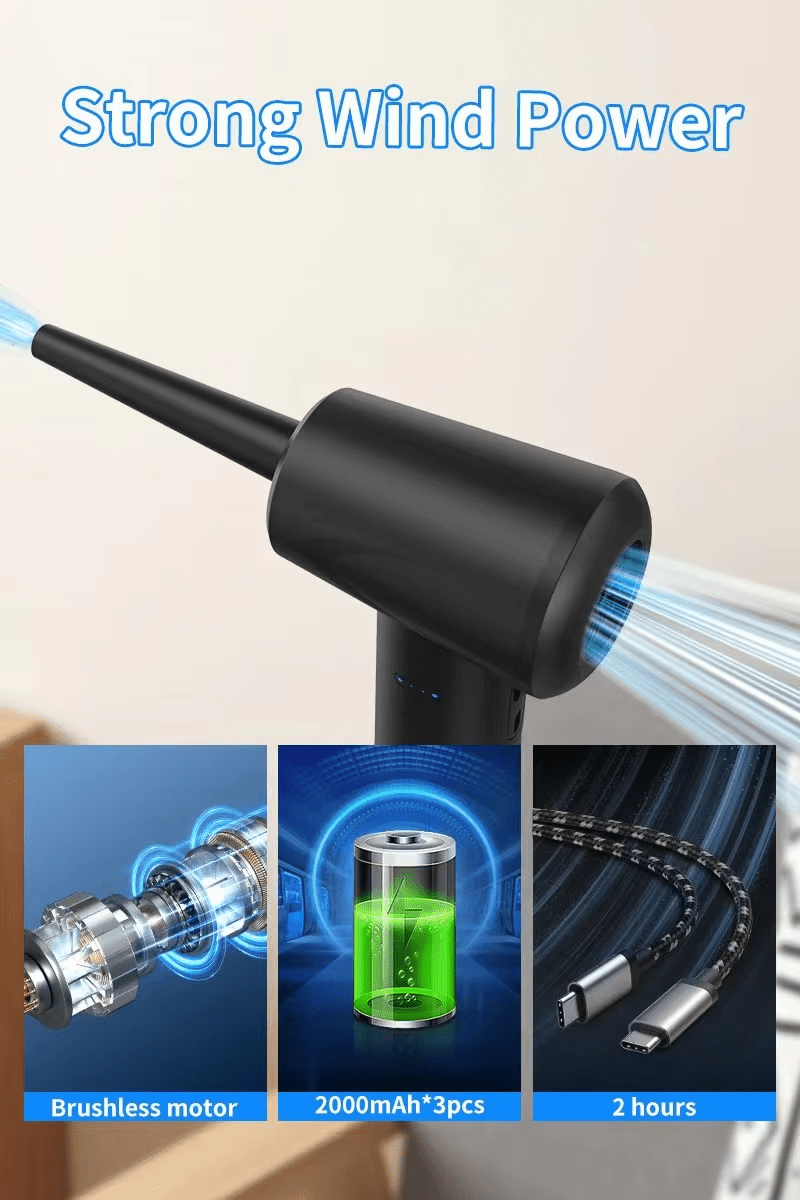 iDock 3 Gears Duster Spray Compressed Electric Air Blower 6000mAh Rechargeable PC Computer Duster Portable Cordless Air Duster - iDock Laptopstand