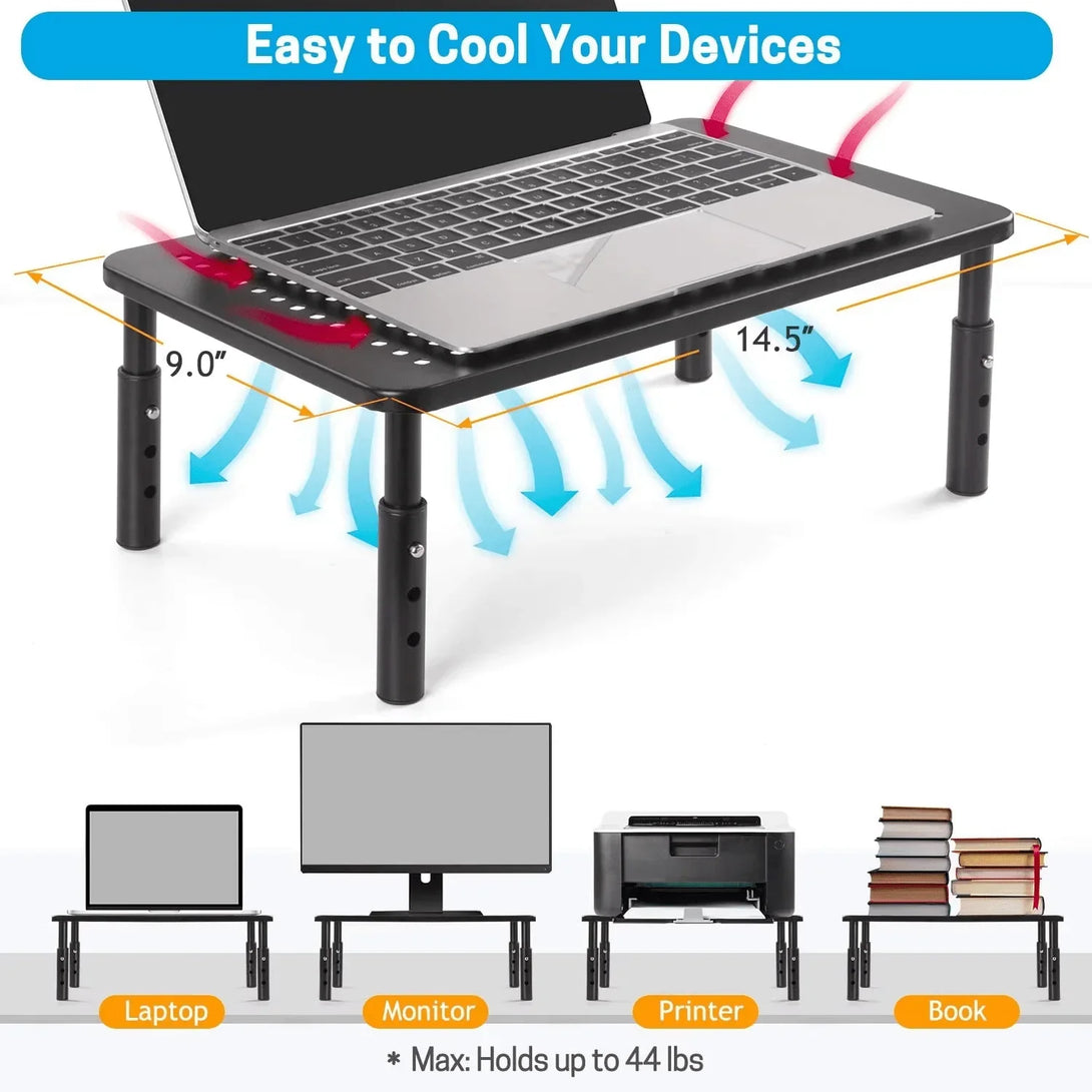 iDock 3 Height Adjustable with Metal Vented Monitor Riser Stand for Printer Laptop PC Desk - iDock Laptopstand