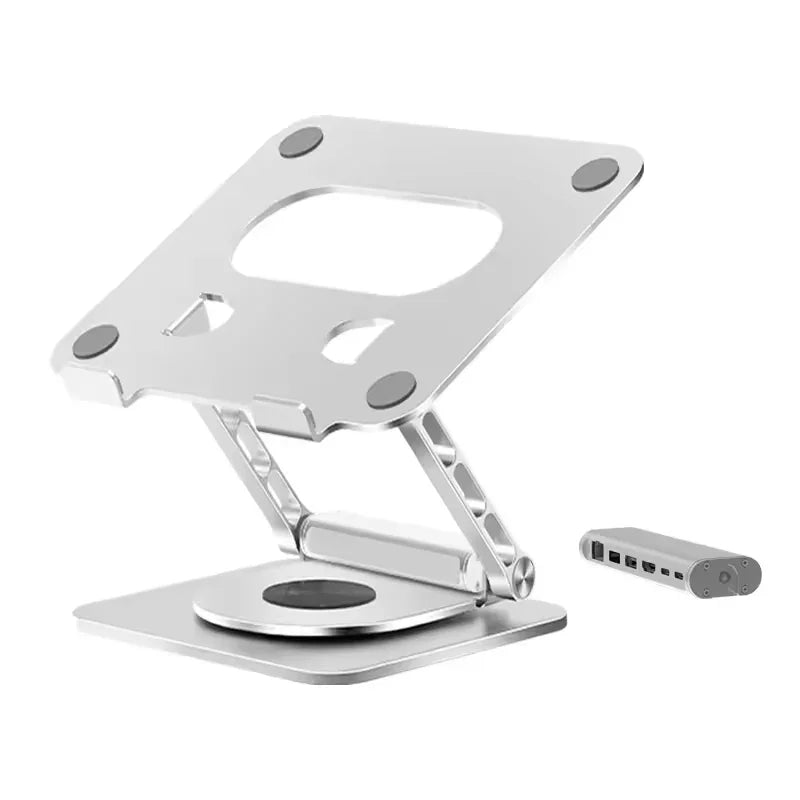 iDock 360 Degree Rotating Aluminium Alloy Adjustable Laptop Stand with Type - C and USB 3.0 HUB for HDMI 2.0 RJ45 Ethernet Docking Station - iDock Laptopstand