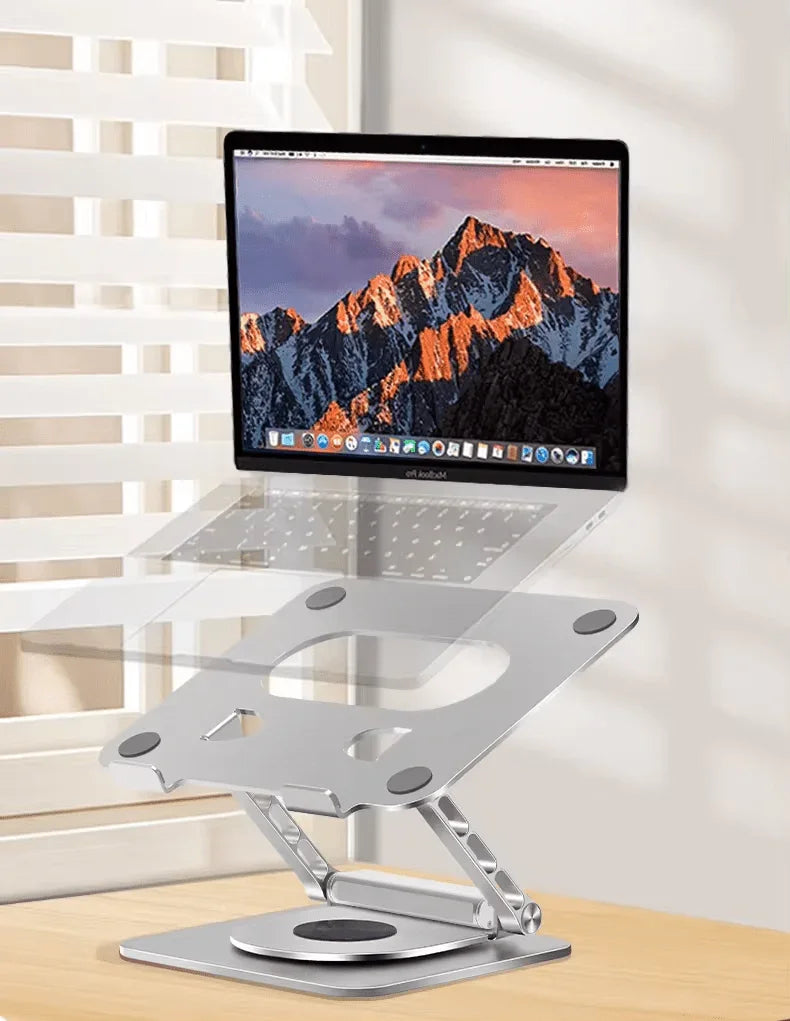 iDock 360 Degree Rotating Aluminium Alloy Adjustable Laptop Stand with Type - C and USB 3.0 HUB for HDMI 2.0 RJ45 Ethernet Docking Station - iDock Laptopstand