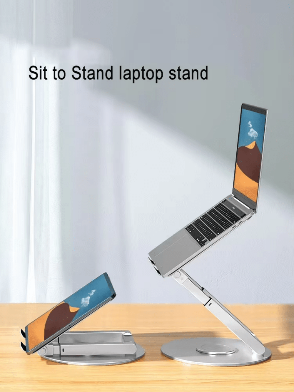 iDock Adjustable Ergonomic Sit to Stand Laptop Stand with 360 Swivel Base Computer Stand - iDock Laptopstand