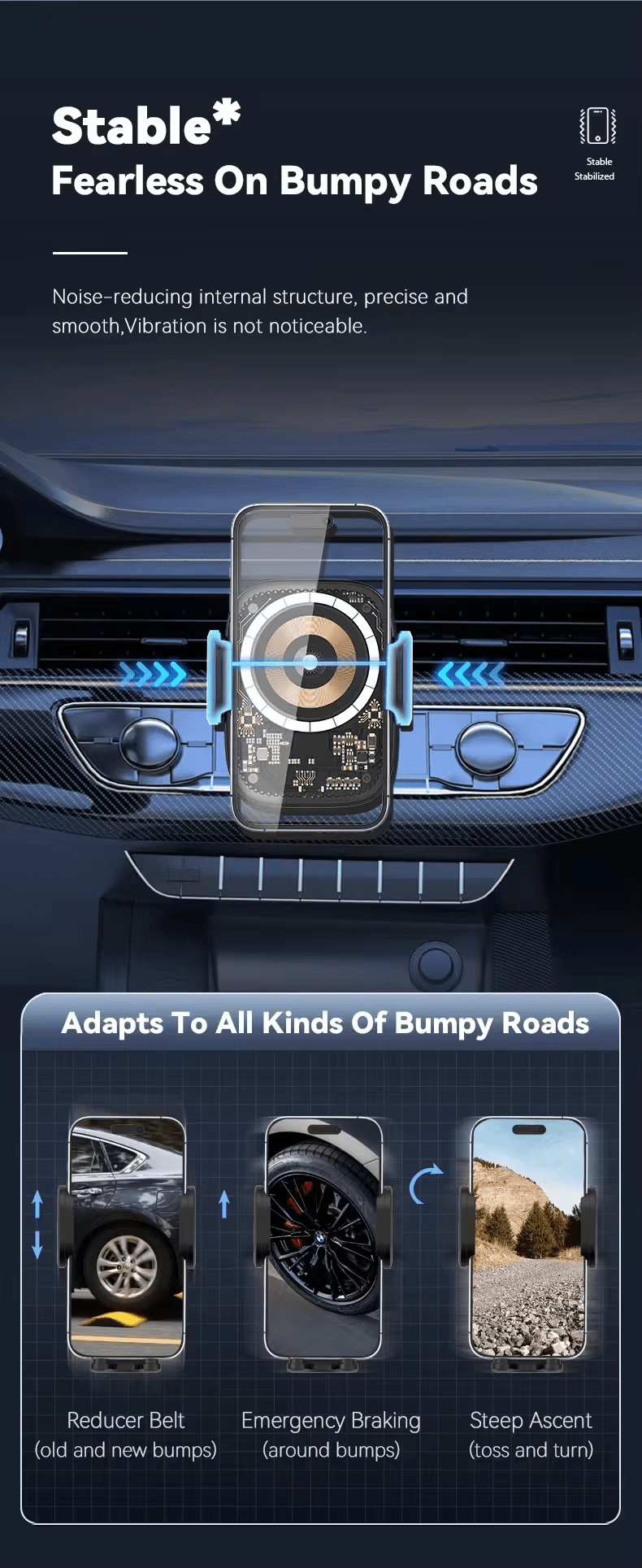 iDock Adjustable Magnetic Car 15W Wireless Fast Charging Stand for Phone - iDock Laptopstand
