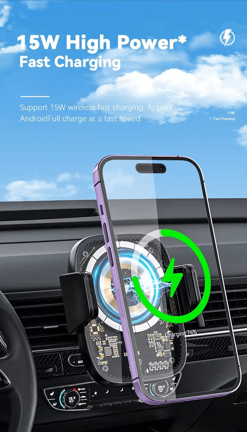 iDock Adjustable Magnetic Car 15W Wireless Fast Charging Stand for Phone - iDock Laptopstand