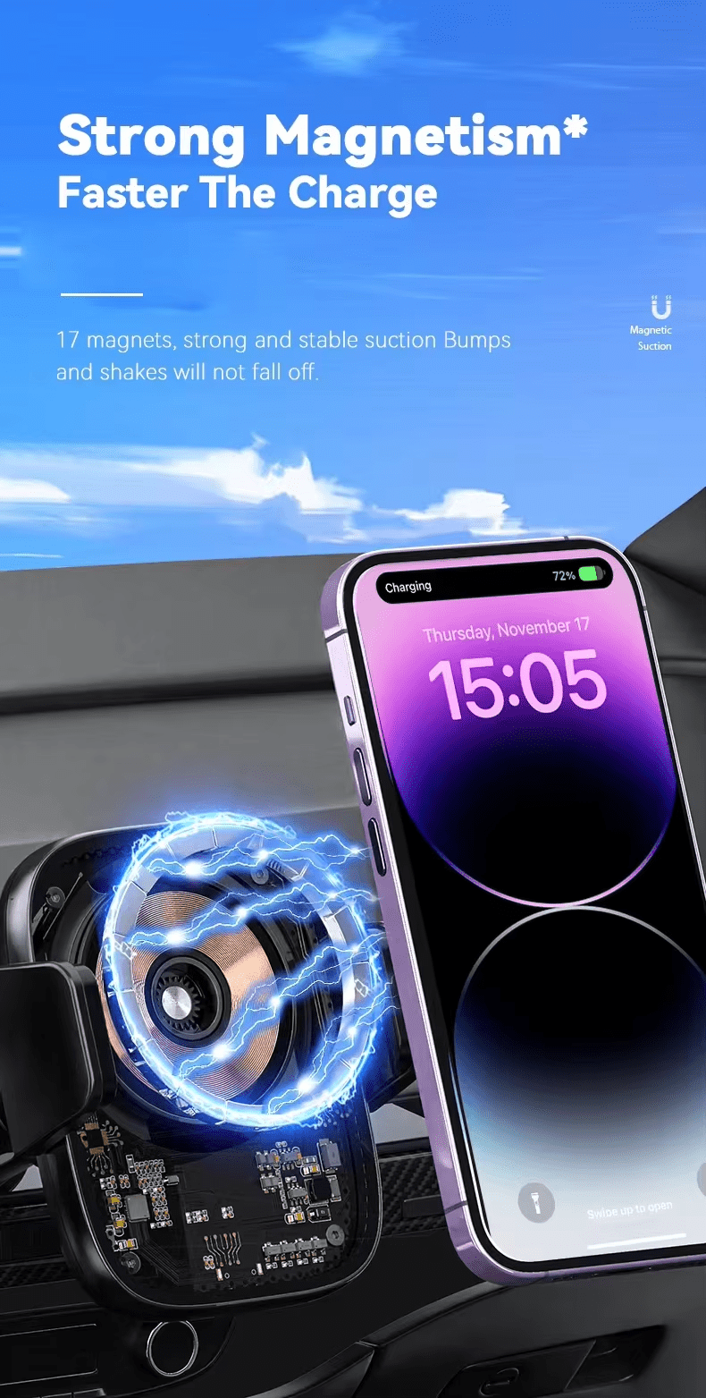 iDock Adjustable Magnetic Car 15W Wireless Fast Charging Stand for Phone - iDock Laptopstand