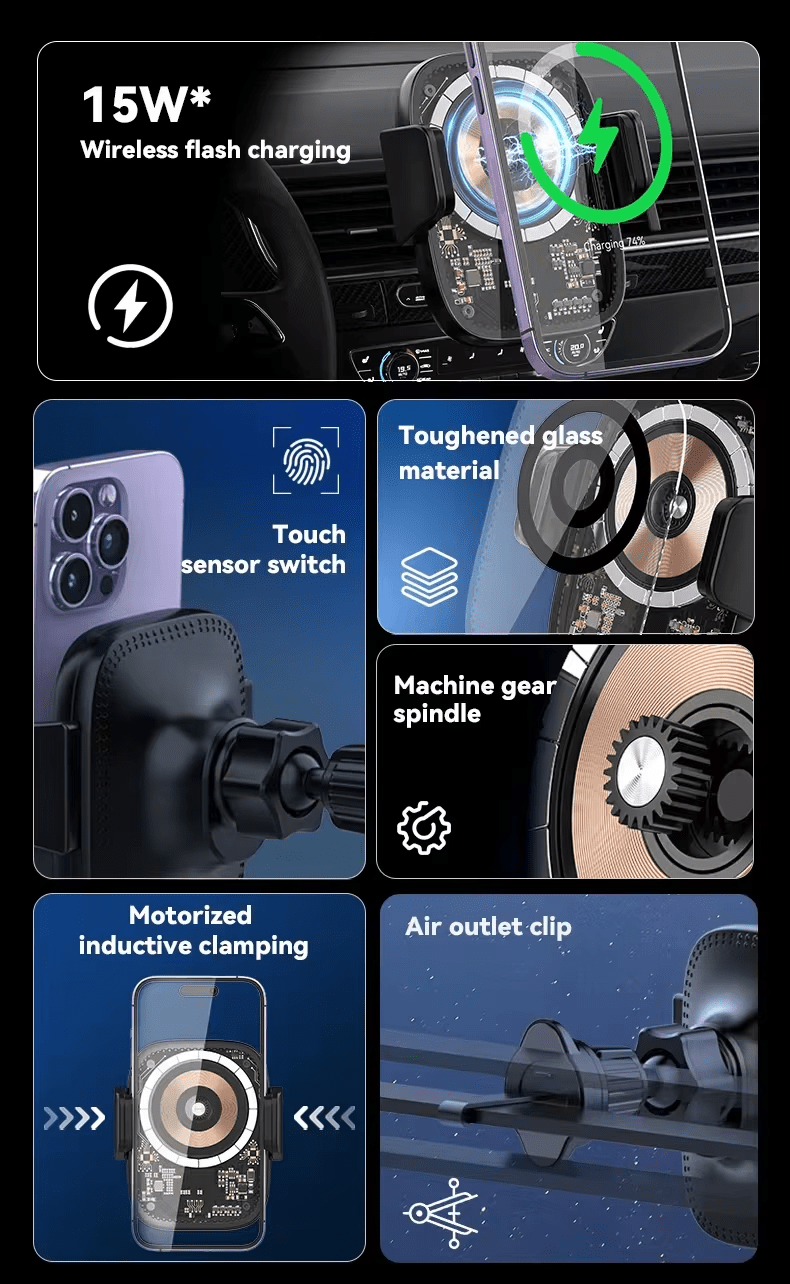 iDock Adjustable Magnetic Car 15W Wireless Fast Charging Stand for Phone - iDock Laptopstand
