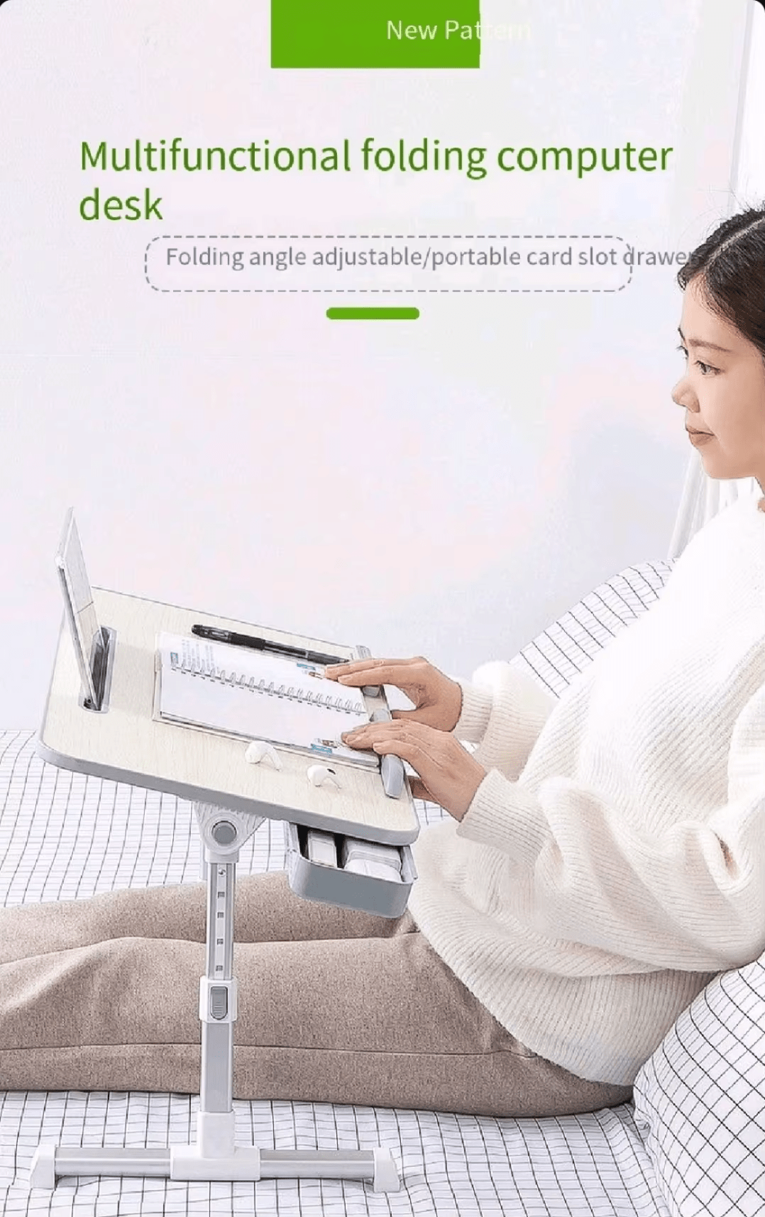 iDock Adjustable Table Stand with Storage Drawer Foldable Laptop Tray for Sofa Couch Floor Laptop Bed Tray Desk Laptop Stand - iDock Laptopstand