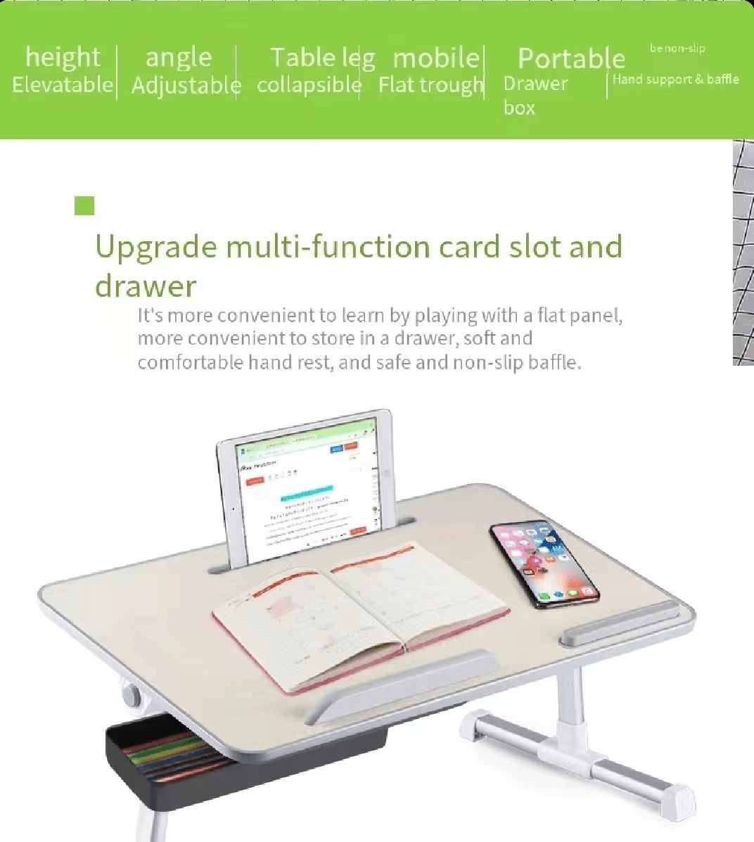 iDock Adjustable Table Stand with Storage Drawer Foldable Laptop Tray for Sofa Couch Floor Laptop Bed Tray Desk Laptop Stand - iDock Laptopstand