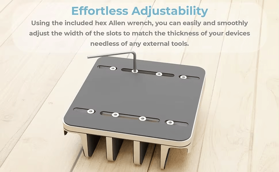 iDock Aluminium Material Bottom Adjustable Desktop Storage Stand Holder with 5 Slots Suitable For Laptop Tablet - iDock Laptopstand
