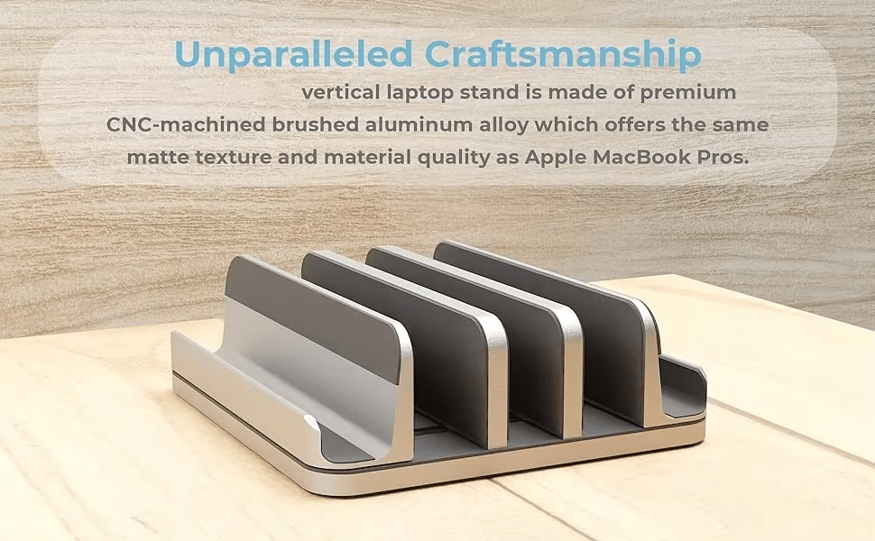 iDock Aluminium Material Bottom Adjustable Desktop Storage Stand Holder with 5 Slots Suitable For Laptop Tablet - iDock Laptopstand