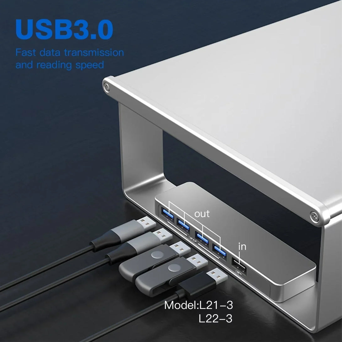 iDock Aluminum Alloy Desk Monitor Stand with 3.0 USB HUB Wireless Charging Monitor Stand - iDock Laptopstand