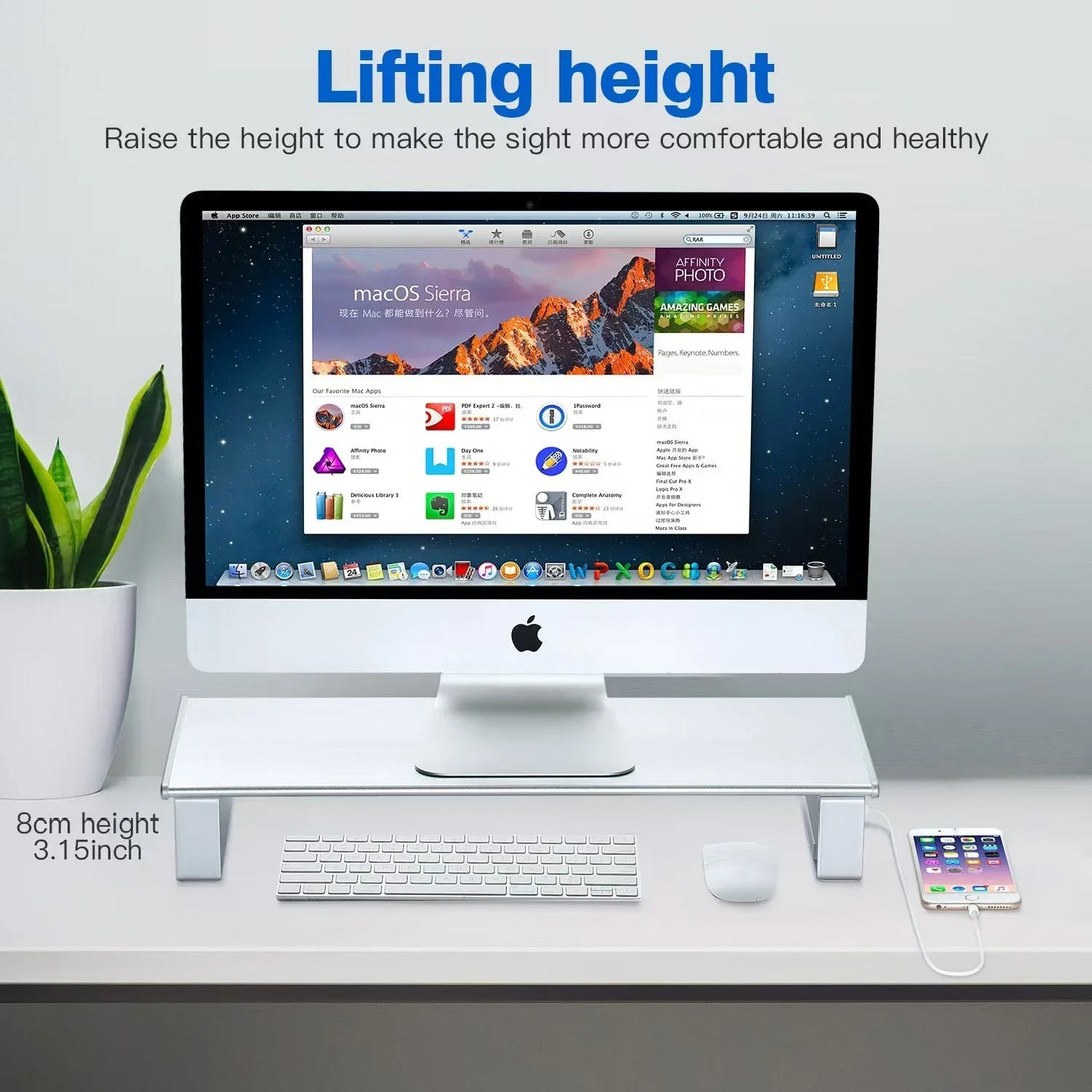 iDock Aluminum Alloy Desk Monitor Stand with 3.0 USB HUB Wireless Charging Monitor Stand - iDock Laptopstand