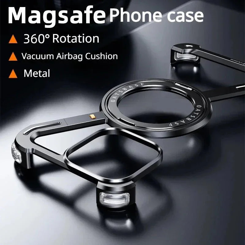 iDock Aluminum Alloy Frameless Design Z Phone Case For iPhone 13/15/14 Pro/Max With Rotatable Ring Holder Magnetic Kickstand Cover - iDock Laptopstand