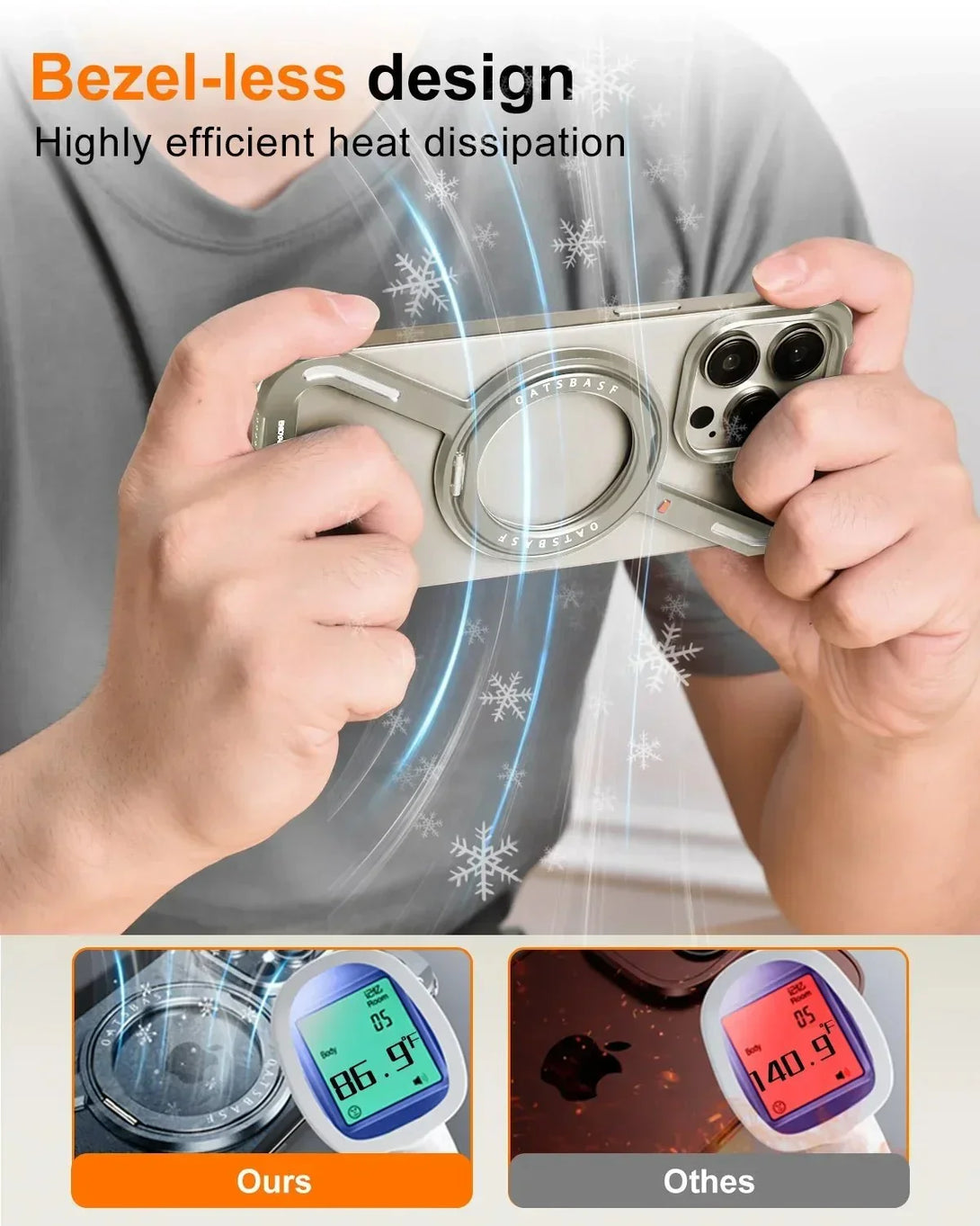 iDock Aluminum Alloy Frameless Design Z Phone Case For iPhone 13/15/14 Pro/Max With Rotatable Ring Holder Magnetic Kickstand Cover - iDock Laptopstand
