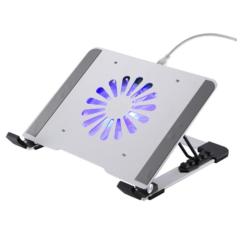 iDock Aluminum Alloy Notebook Cooler stand Silent Fan Base Cooling Computer Lifting Stand USB Optional - iDock Laptopstand