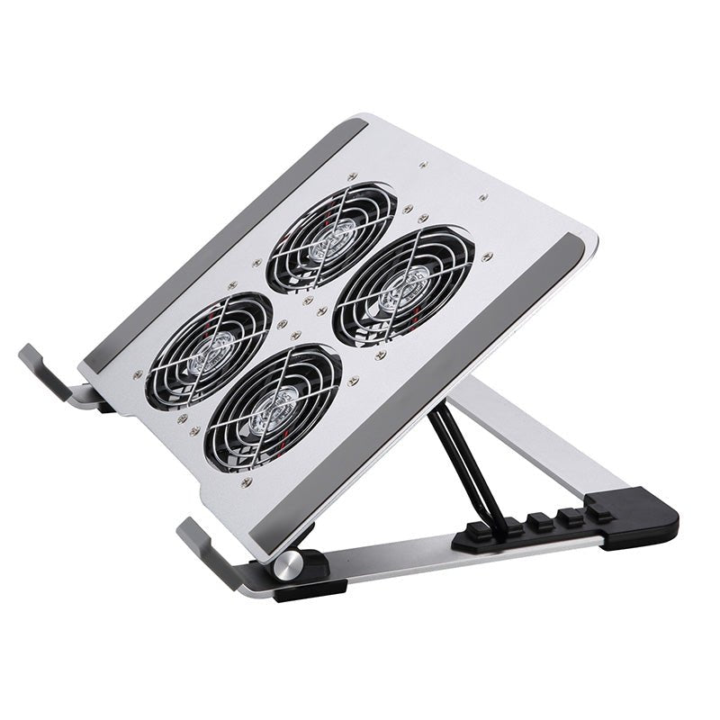 iDock Aluminum Alloy Notebook Cooler stand Silent Fan Base Cooling Computer Lifting Stand USB Optional - iDock Laptopstand