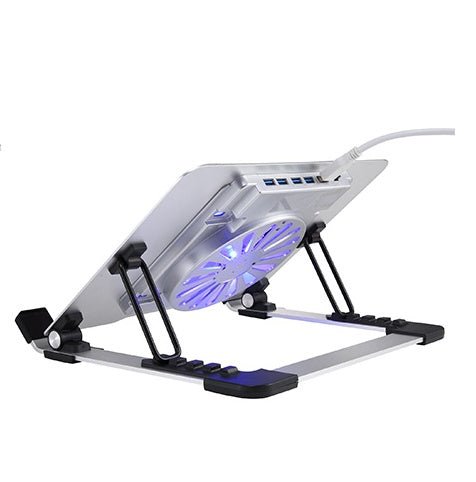 iDock Aluminum Alloy Notebook Cooler stand Silent Fan Base Cooling Computer Lifting Stand USB Optional - iDock Laptopstand