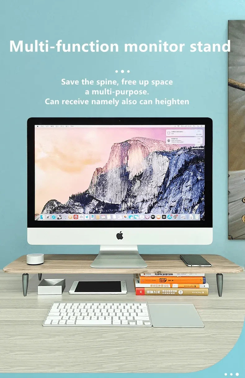 iDock Aluminum High Quality Wood Metal Monitor Stand Multi Media Monitor Desktop Stand - iDock Laptopstand