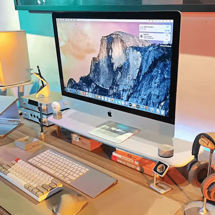 iDock Aluminum High Quality Wood Metal Monitor Stand Multi Media Monitor Desktop Stand - iDock Laptopstand