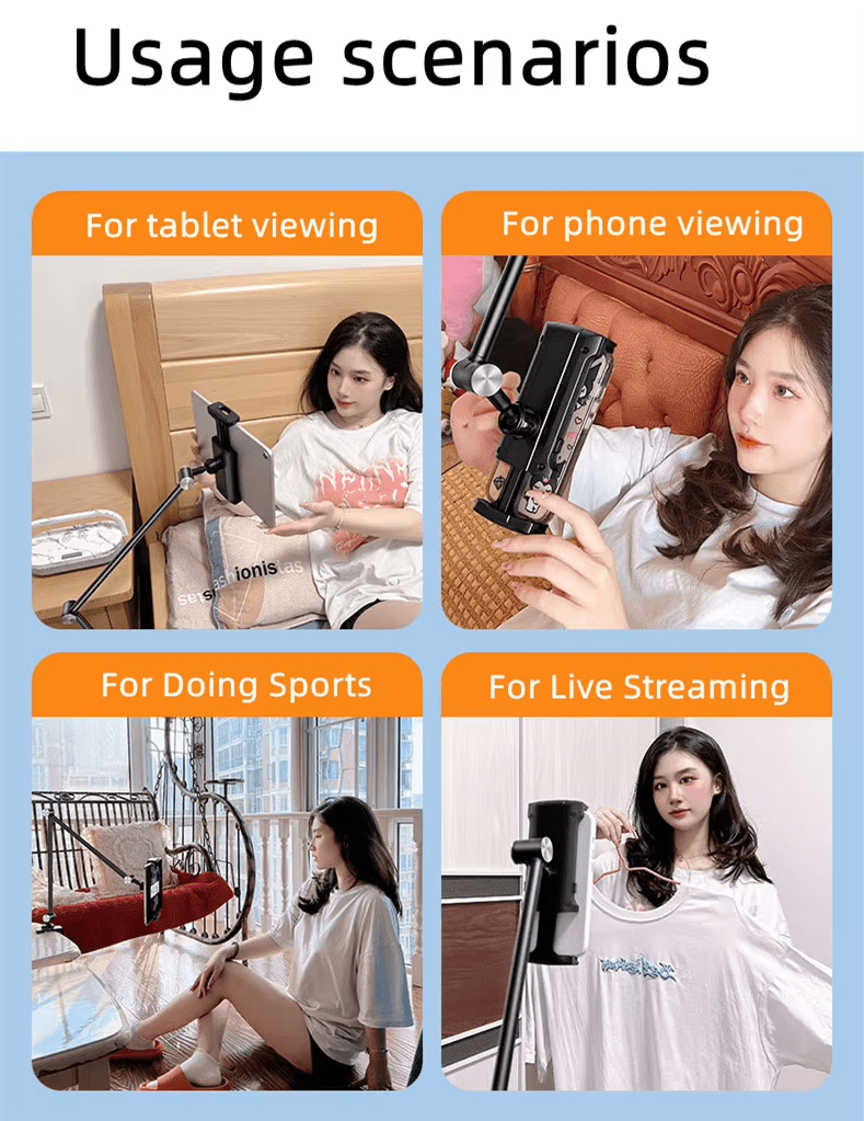 iDock Aluminum Long Arm Desktop Mount Holder for Bed Flexible Arm Clamp Clip Lazy Tablet Mobile Phone Stand Holder - iDock Laptopstand