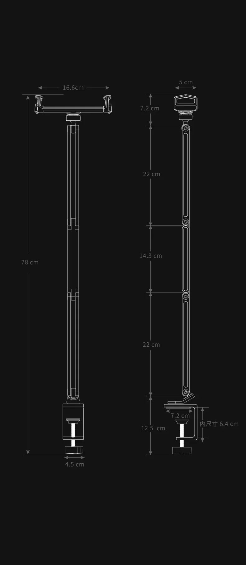 iDock Aluminum Long Arm Desktop Mount Holder for Bed Overhead Flexible Arm Clamp Clip Lazy Tablet Mobile Phone Stand Holder For Desk - iDock Laptopstand