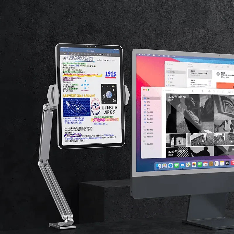 iDock Aluminum Long Arm Desktop Mount Holder for Bed Overhead Flexible Arm Clamp Clip Lazy Tablet Mobile Phone Stand Holder For Desk - iDock Laptopstand