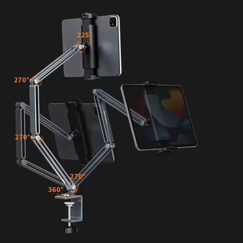 iDock Aluminum Long Arm Desktop Mount Holder for Bed Overhead Flexible Arm Clamp Clip Lazy Tablet Mobile Phone Stand Holder For Desk - iDock Laptopstand