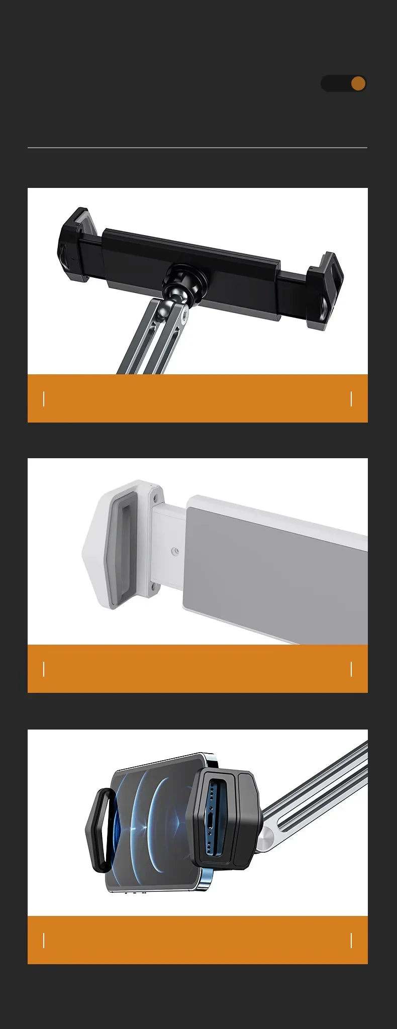 iDock Aluminum Long Arm Desktop Mount Holder for Bed Overhead Flexible Arm Clamp Clip Lazy Tablet Mobile Phone Stand Holder For Desk - iDock Laptopstand