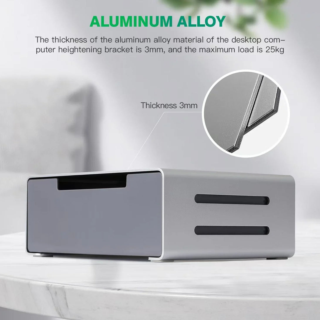 iDock Aluminum Monitor Holder with USB3.0 USB C With the Drawer Support Transfer Data Monitor Stand Riser - iDock Laptopstand