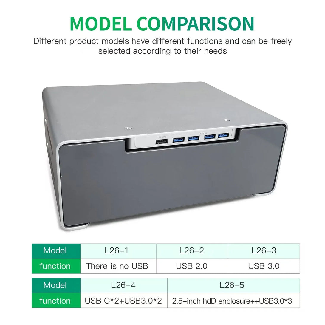 iDock Aluminum Monitor Holder with USB3.0 USB C With the Drawer Support Transfer Data Monitor Stand Riser - iDock Laptopstand