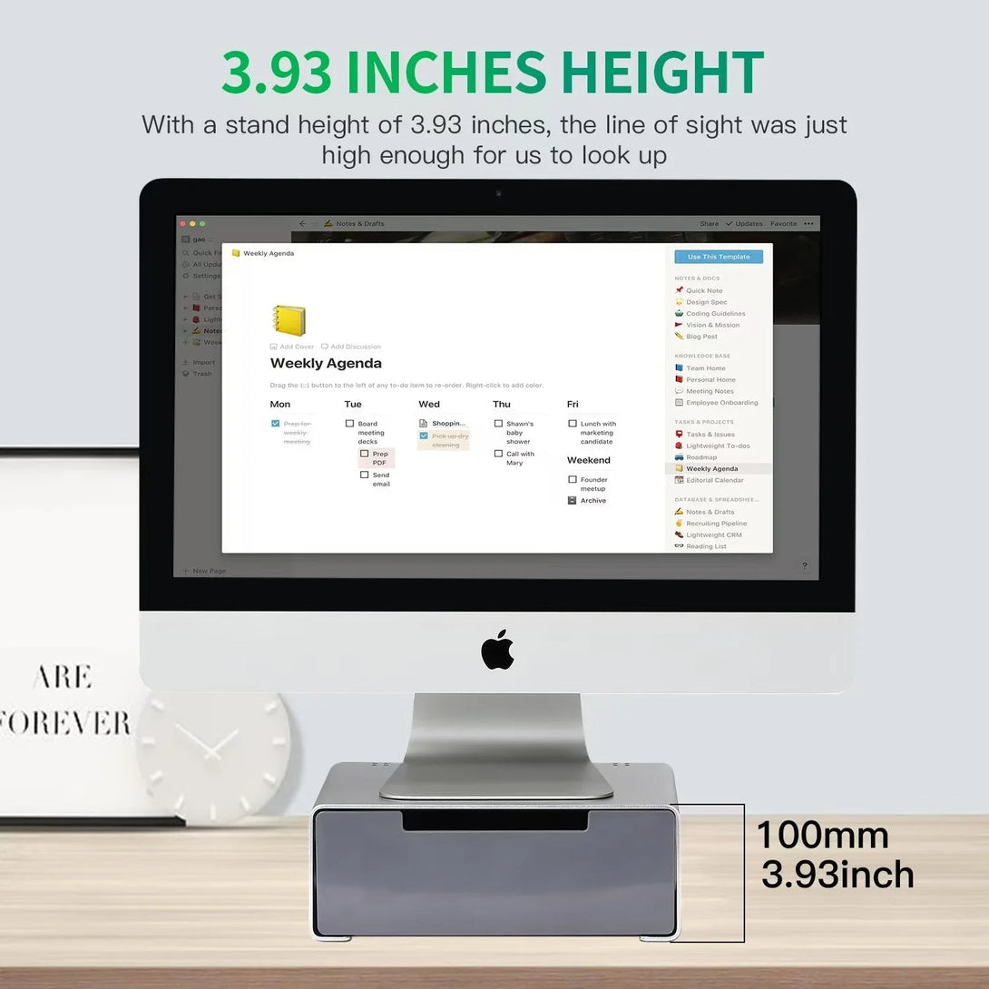 iDock Aluminum Monitor Holder with USB3.0 USB C With the Drawer Support Transfer Data Monitor Stand Riser - iDock Laptopstand
