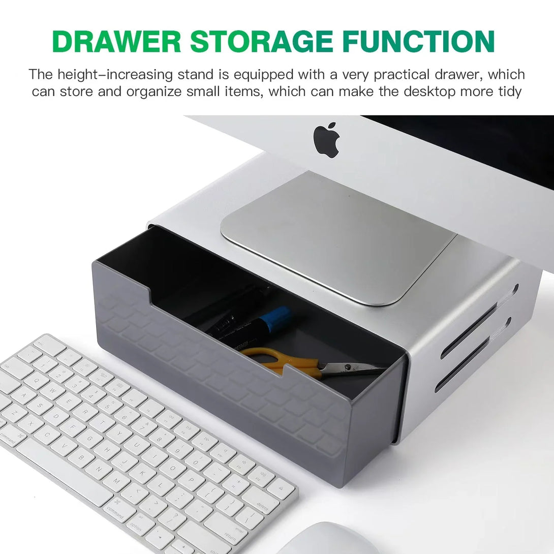iDock Aluminum Monitor Holder with USB3.0 USB C With the Drawer Support Transfer Data Monitor Stand Riser - iDock Laptopstand