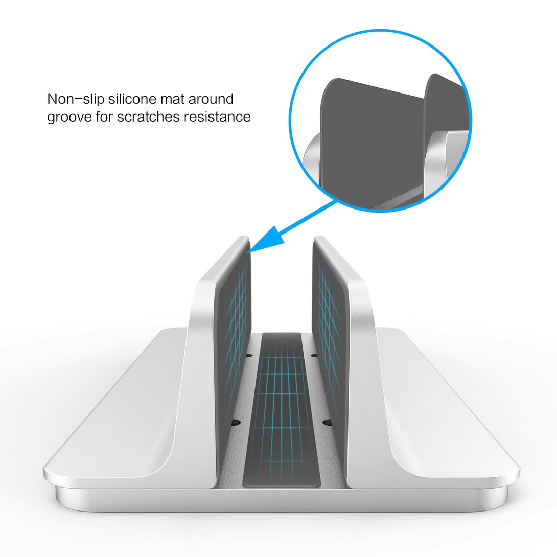 iDock Desktop Aluminum Adjustable Size Vertical Laptop Stand Fits for All MacBook Surface Chromebook and Gaming Laptops - iDock Laptopstand