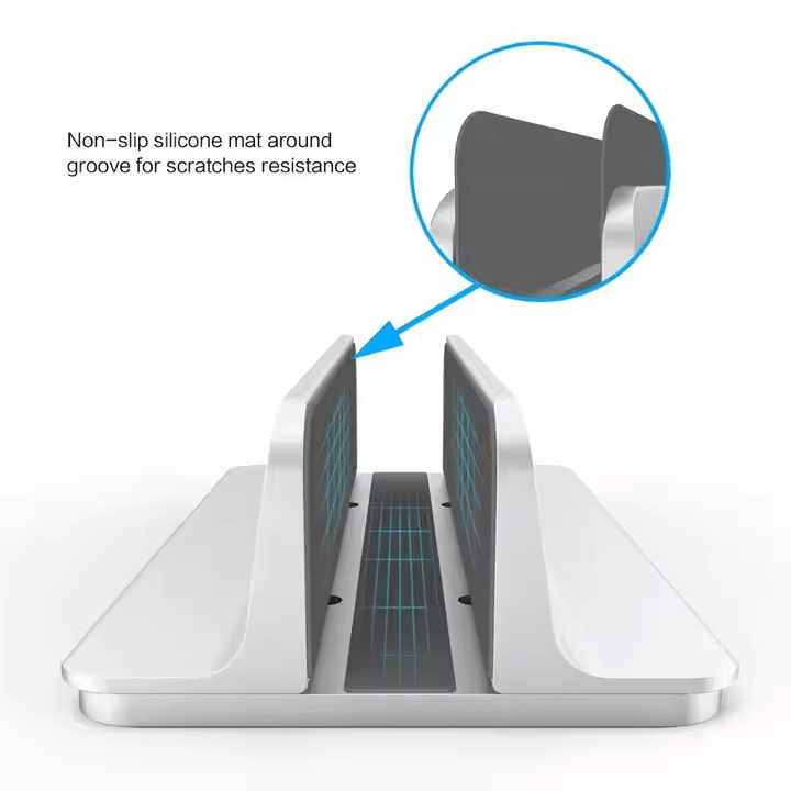 iDock Desktop Aluminum Adjustable Size Vertical Laptop Stand Fits for All MacBook Surface Chromebook and Gaming Laptops - iDock Laptopstand