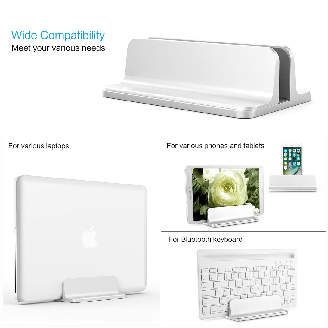 iDock Desktop Aluminum Adjustable Size Vertical Laptop Stand Fits for All MacBook Surface Chromebook and Gaming Laptops - iDock Laptopstand