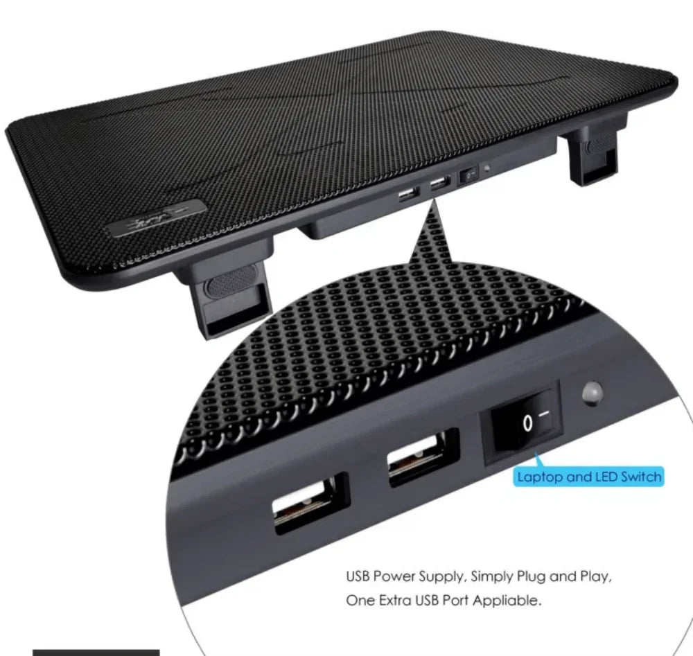 iDock Ergonomic 3 Fans Laptop Cooling Pad Portable Slim USB Powered Laptop Cooler for 15.6 - 17 Inch - iDock Laptopstand