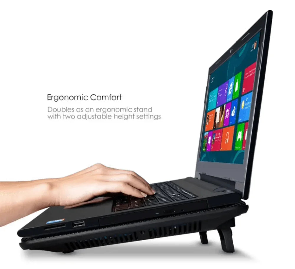 iDock Ergonomic 3 Fans Laptop Cooling Pad Portable Slim USB Powered Laptop Cooler for 15.6 - 17 Inch - iDock Laptopstand