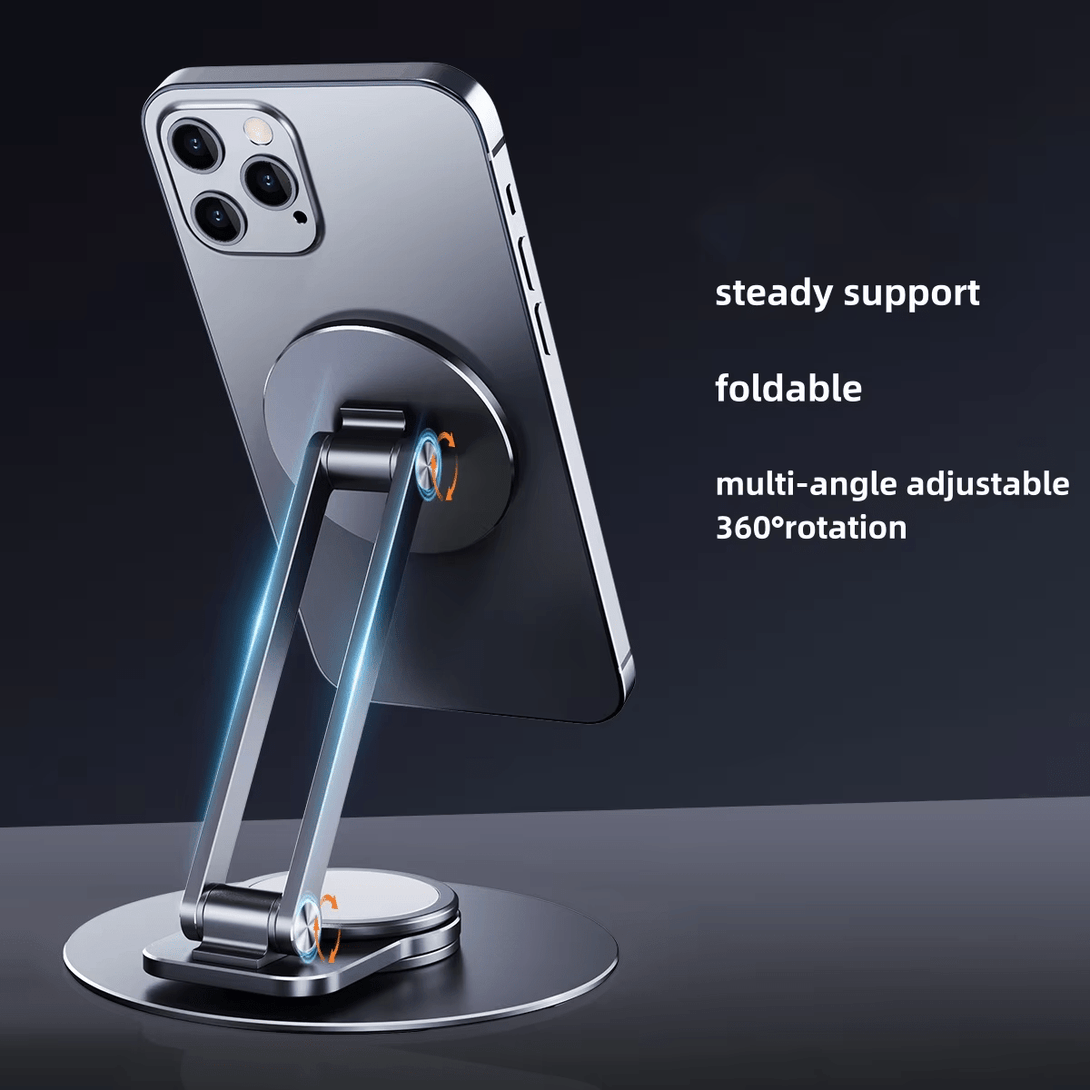 iDock Ergonomic 360 Degree Rotation Portable Folding Adjustable Aluminum Alloy Magnetic Phone Holder For iPhone 12 13 14 Pro Max - iDock Laptopstand
