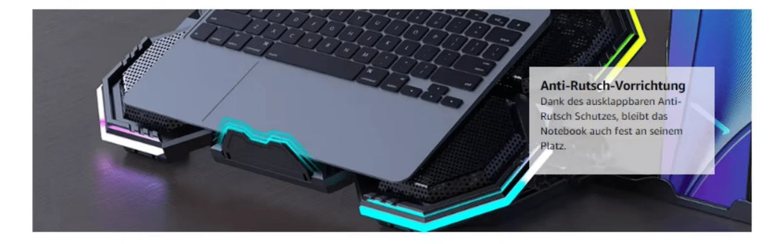 iDock Ergonomic 6 Fans Comfort Notebook Cooler RGB Gaming Laptop Cooler Laptop Cooling Pad with Phone Holder - iDock Laptopstand