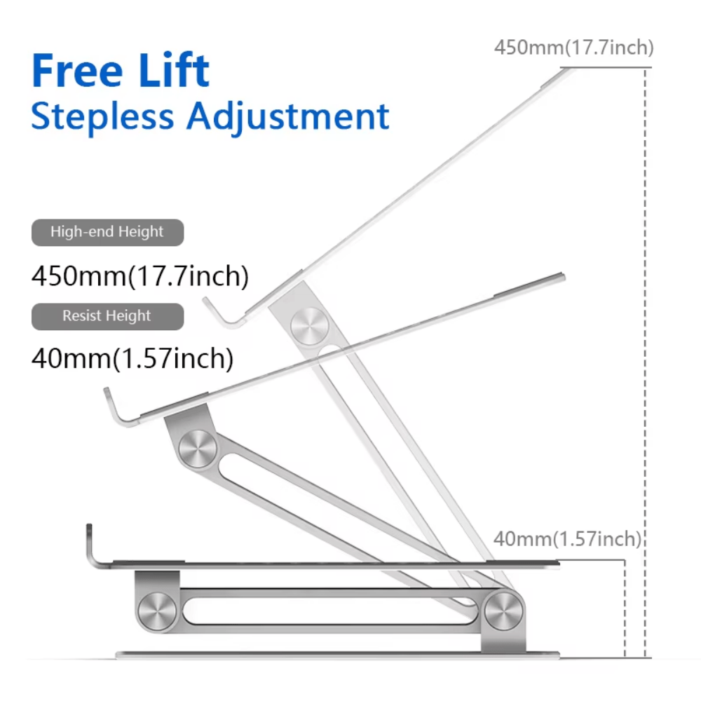 iDock Ergonomic Adjustable Aluminum Notebook Holder for Desk Compatible for 10 - 15.6 inch Laptop Stand - iDock Laptopstand
