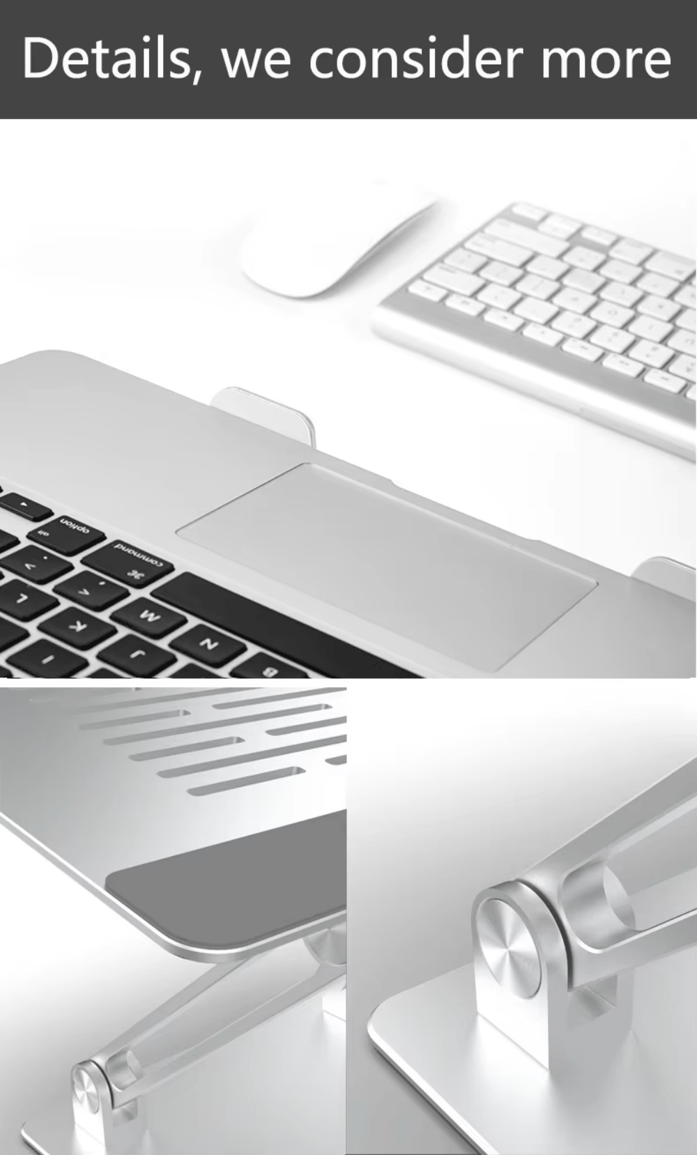 iDock Ergonomic Adjustable Aluminum Notebook Holder for Desk Compatible for 10 - 15.6 inch Laptop Stand - iDock Laptopstand