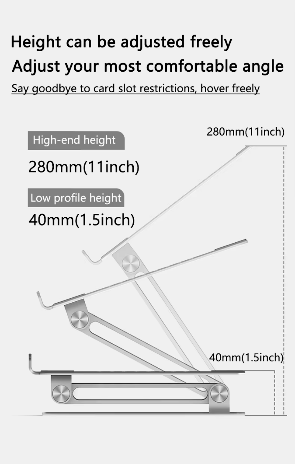 iDock Ergonomic Adjustable Aluminum Notebook Holder for Desk Compatible for 10 - 15.6 inch Laptop Stand - iDock Laptopstand
