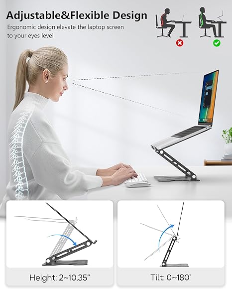 iDock Ergonomic Adjustable Folding Laptop Stand Laptop Riser for Desk Compatible With All Laptops from 11 to 16 Inches - iDock Laptopstand
