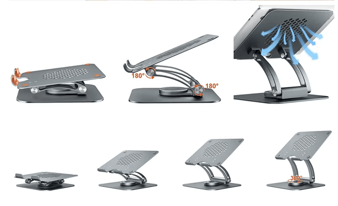 iDock Ergonomic Adjustable Laptop Holder with 360 Rotating Base Portable Computer Stand Laptop Riser - iDock Laptopstand