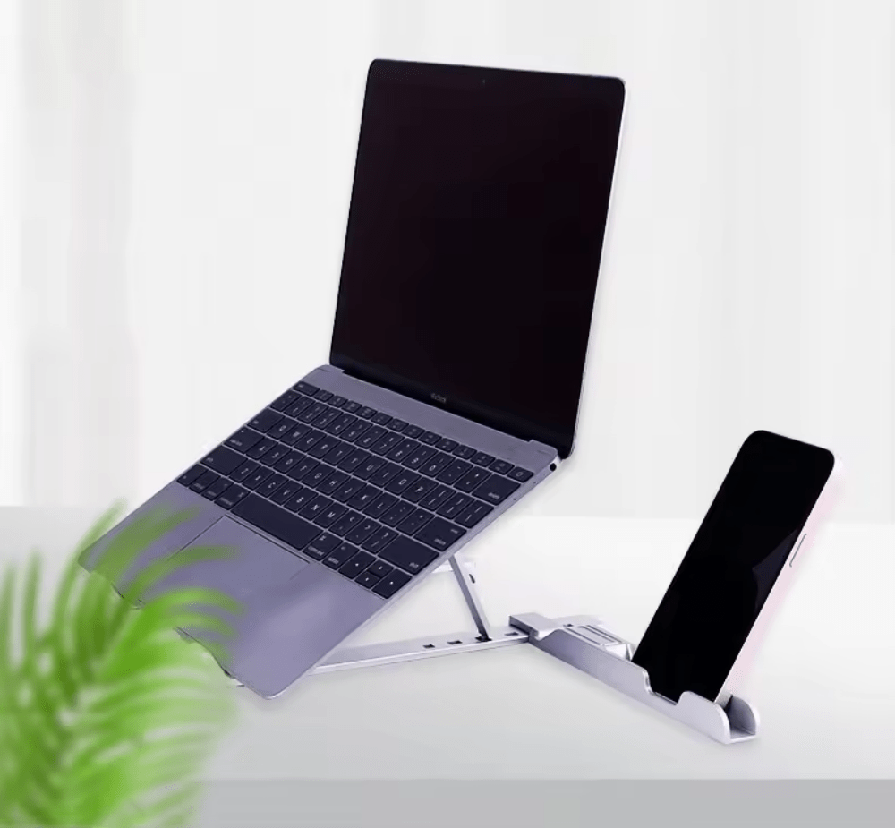 iDock Ergonomic Adjustable Portable Foldable Notebook Riser Laptop Stand With Phone Holder - iDock Laptopstand