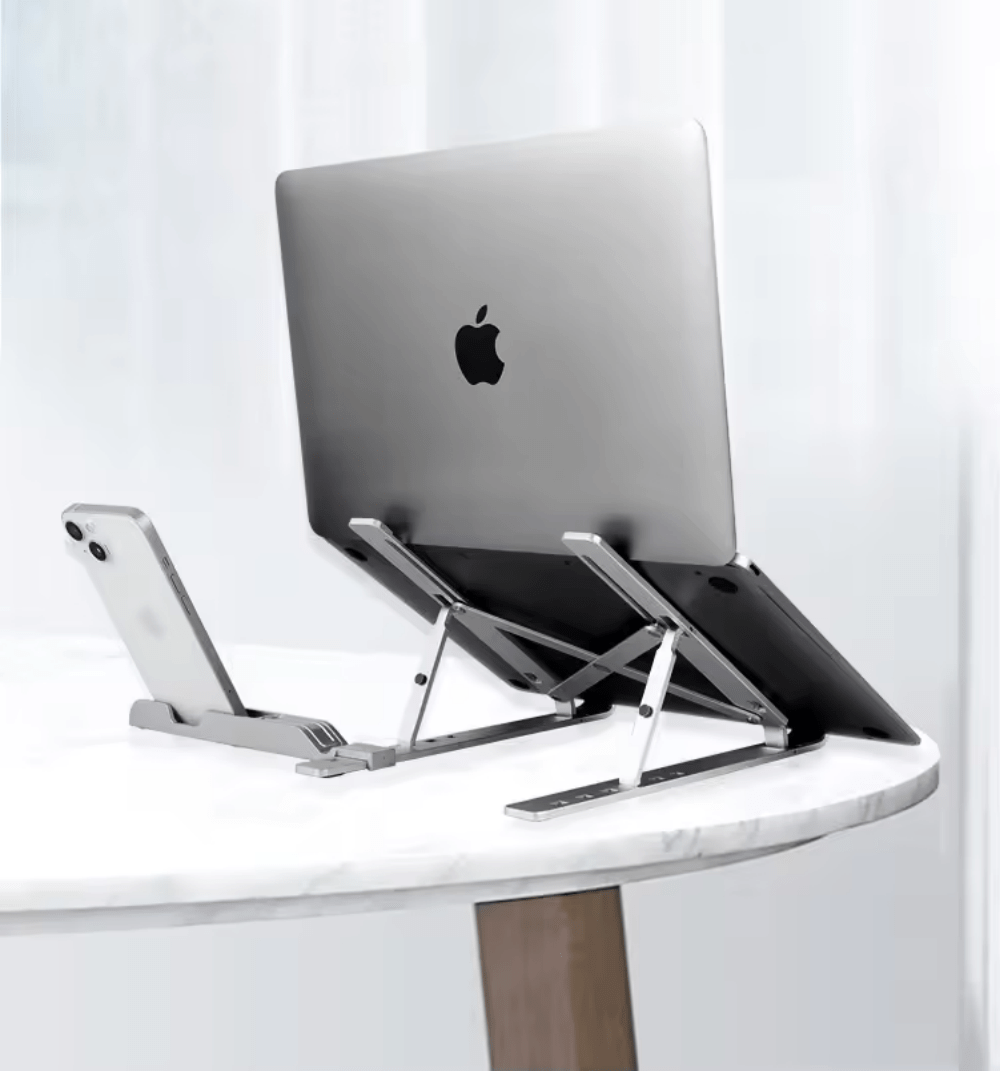 iDock Ergonomic Adjustable Portable Foldable Notebook Riser Laptop Stand With Phone Holder - iDock Laptopstand